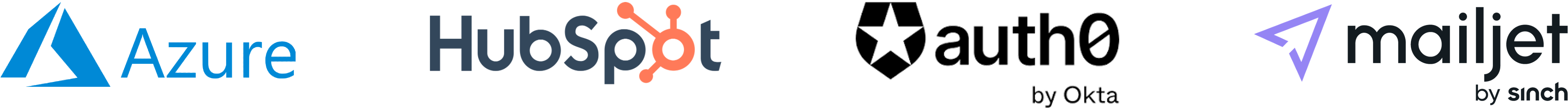 Logos of Azure, HubSpot, auth0, and mailjet