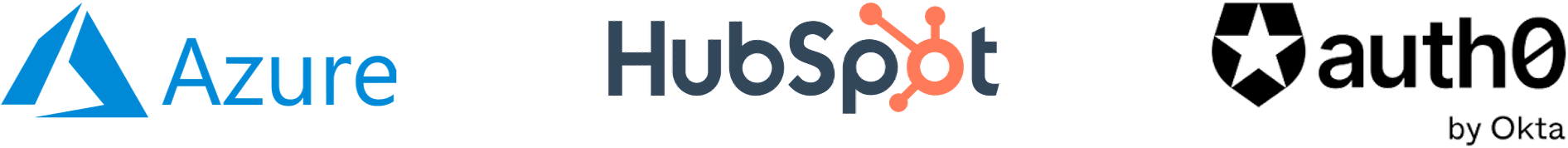 Logos of sub-processors Logos of Azure, HubSpot and auth0