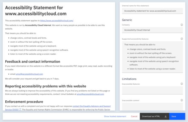 Automatically generated, real, proper accessibility statements ...