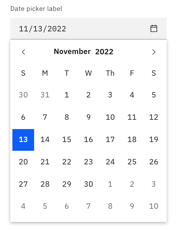 Carbon Design Datepicker