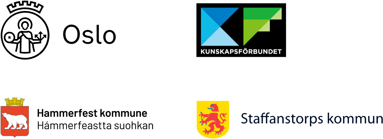 Logos of Municipalities of Oslo, Hammerfest, Staffanstorp and Kunskapsförbundet